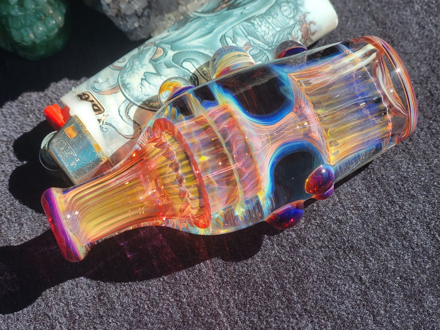 Heady Chillum 3.39" Handmade  Collectible Glass Art Tobacco Pipe