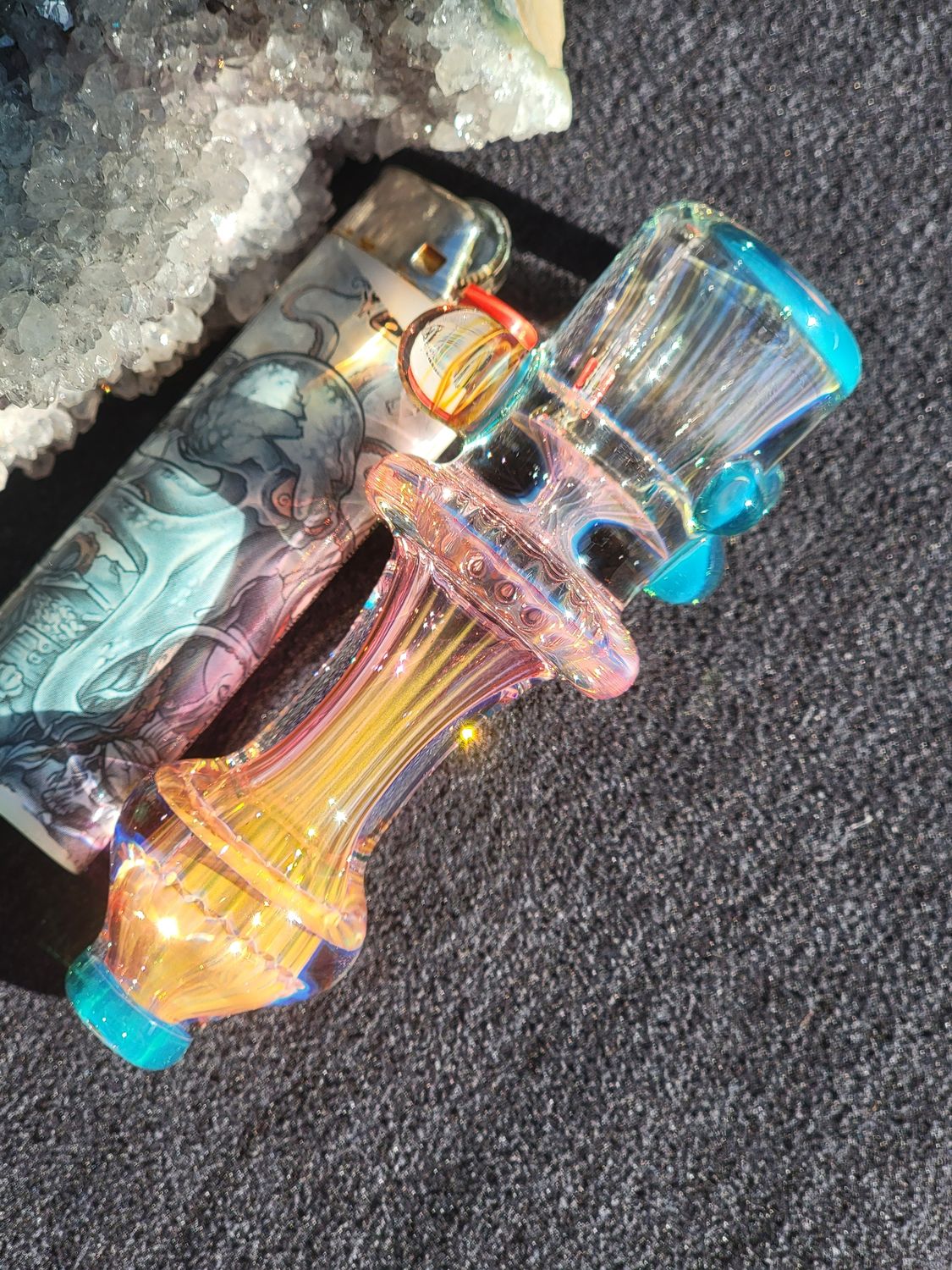 Heady Chillum 3.93" Handmade  Collectible Glass Art Tobacco Pipe