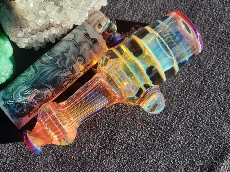Heady Chillum 4.28" Handmade  Collectible Glass Art Tobacco Pipe