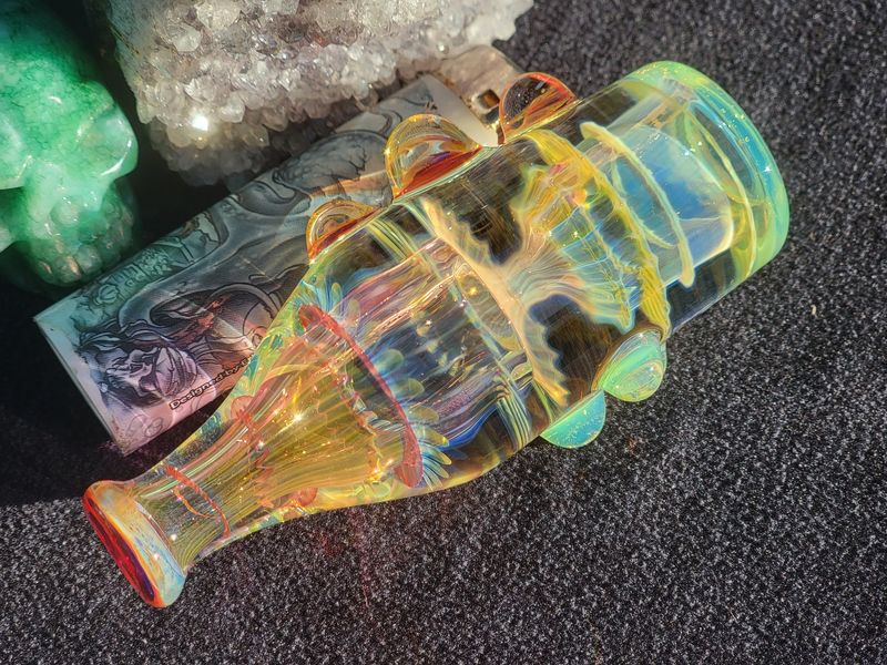 Heady Chillum 3.98" Handmade  Collectible Glass Art Tobacco Pipe