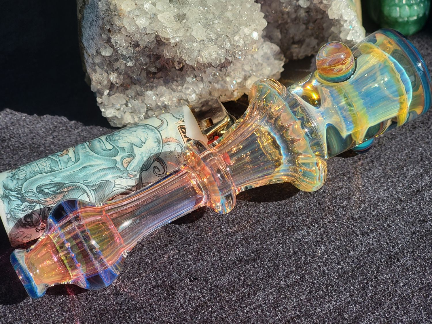Heady Chillum 5.45" Handmade  Collectible Glass Art Tobacco Pipe