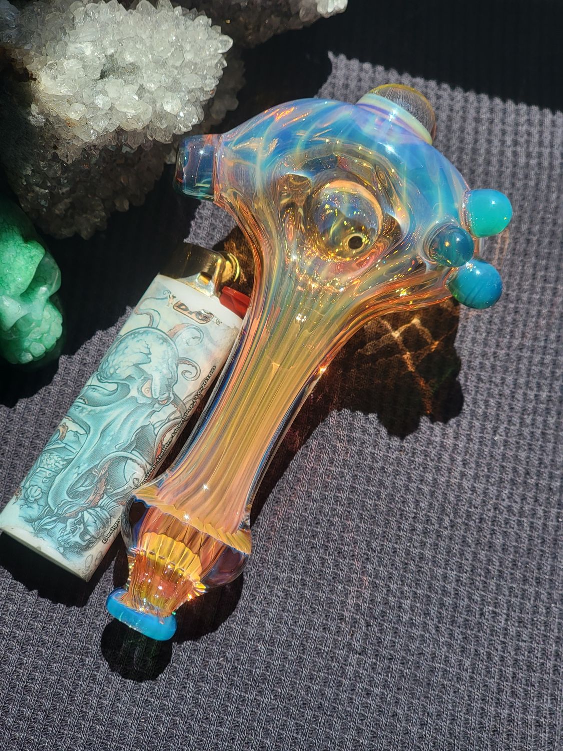 Salty Dog Glass (Ethan Lesch) - Fumed 24k Gold &amp; Silver Tobacco Smoking Pipe