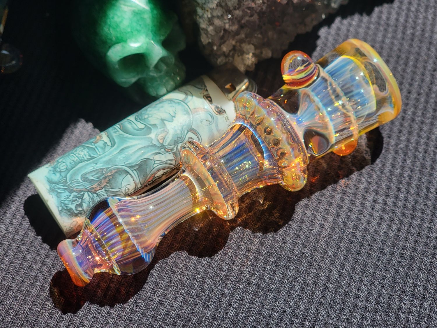 Heady Chillum 4.64" Handmade  Collectible Glass Art Tobacco Pipe