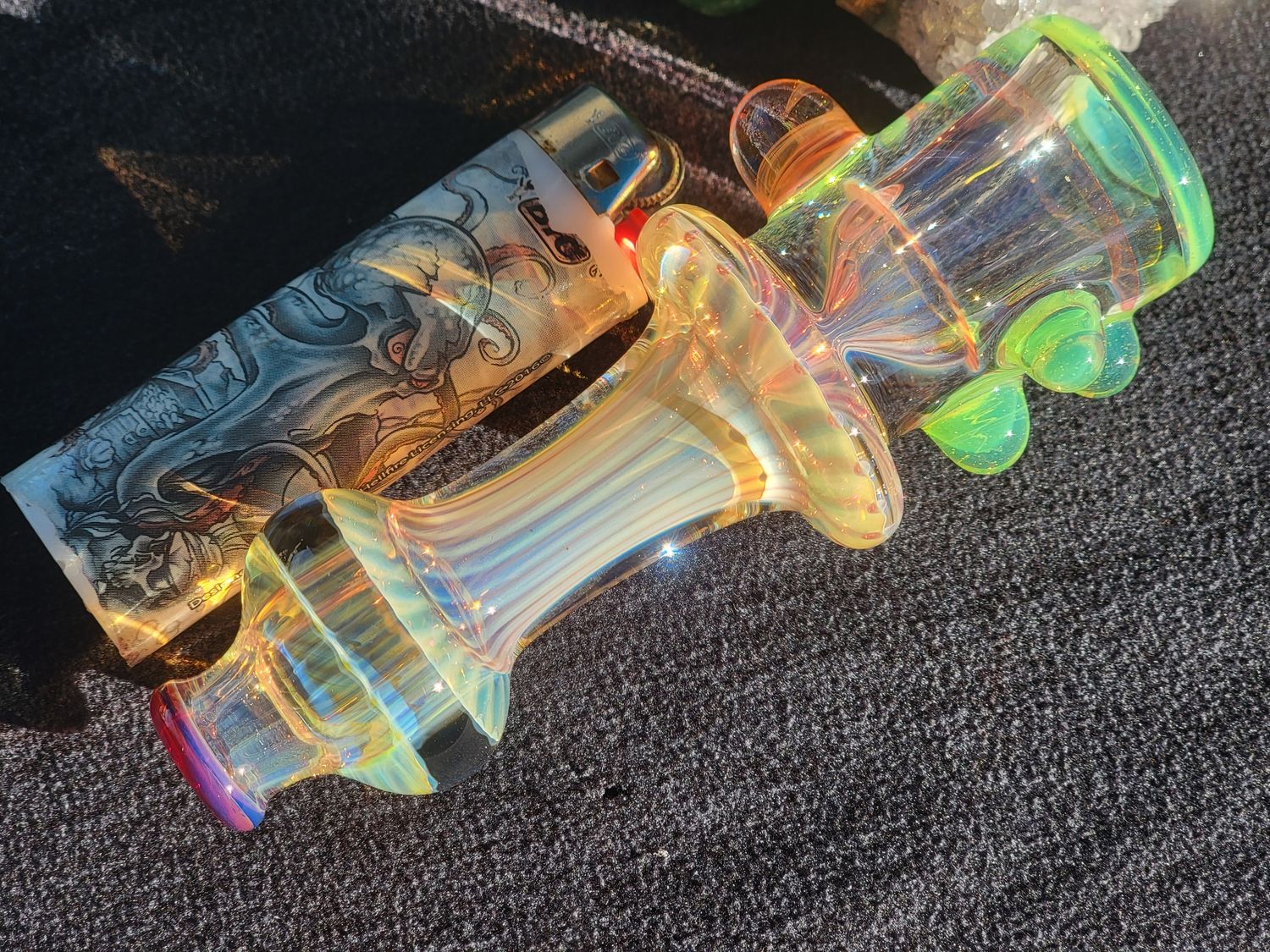 Heady Chillum 4.68" Handmade  Collectible Glass Art Tobacco Pipe