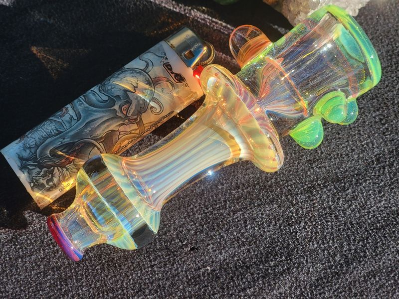 Heady Chillum 4.68" Handmade  Collectible Glass Art Tobacco Pipe