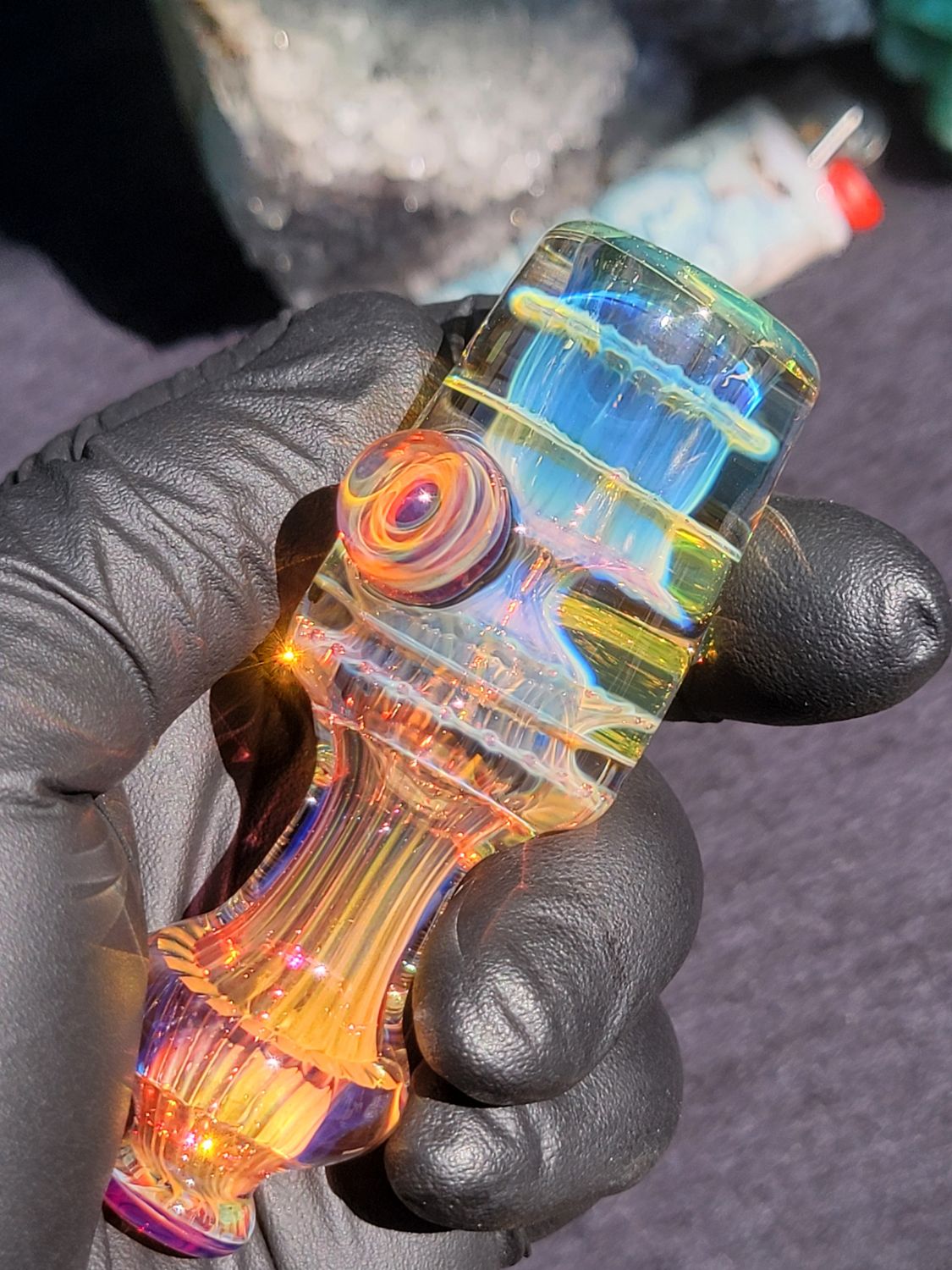 Heady Chillum 3.63" Handmade  Collectible Glass Art Tobacco Pipe