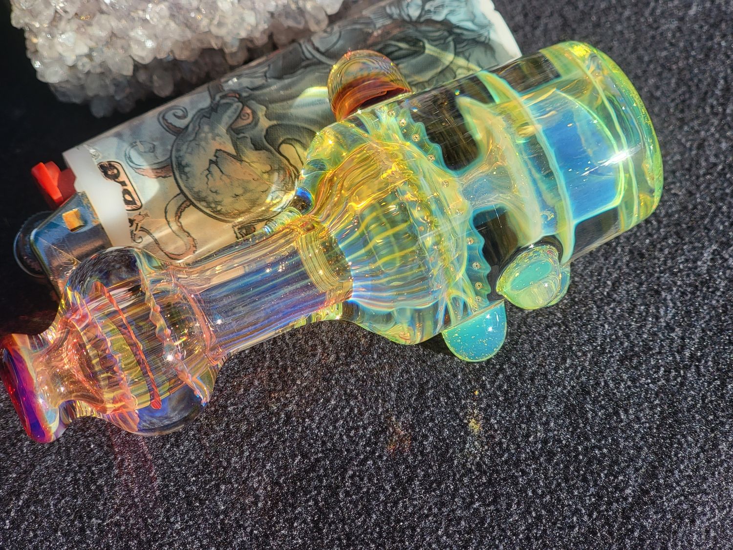 Heady Chillum 3.71" Handmade  Collectible Glass Art Tobacco Pipe