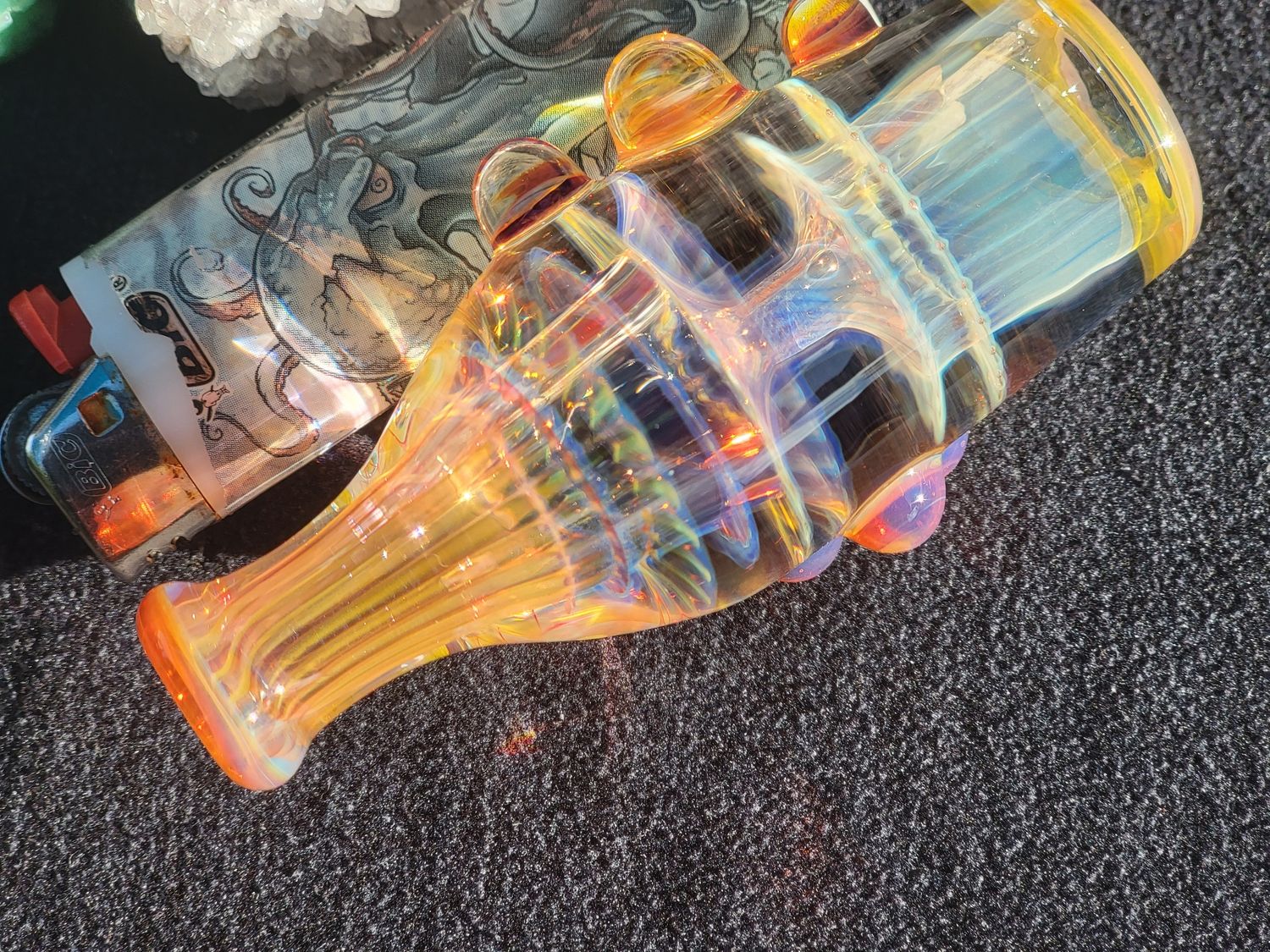 Heady Chillum 3.46" Handmade  Collectible Glass Art Tobacco Pipe