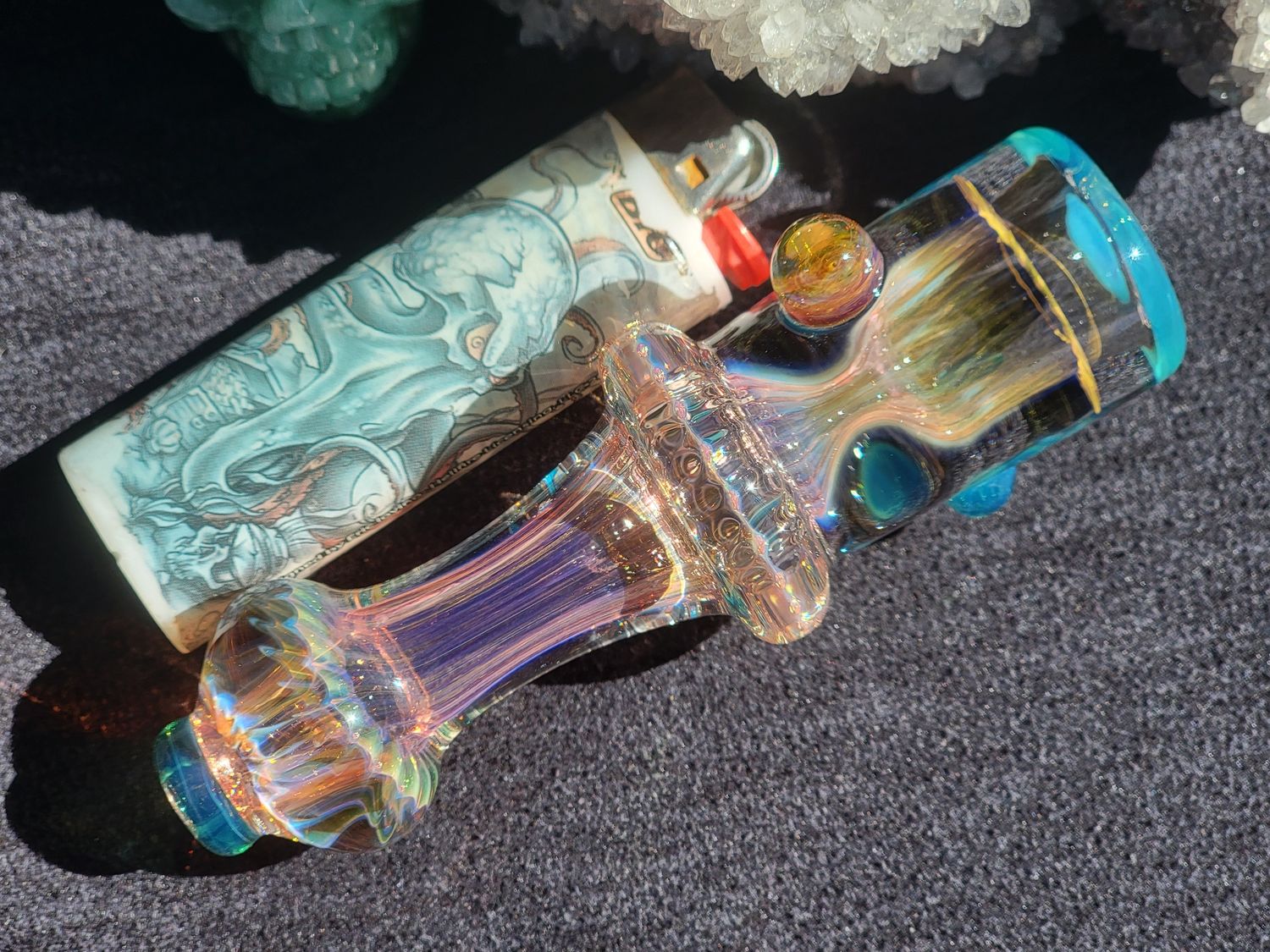 Heady Chillum 4.37" Handmade  Collectible Glass Art Tobacco Pipe