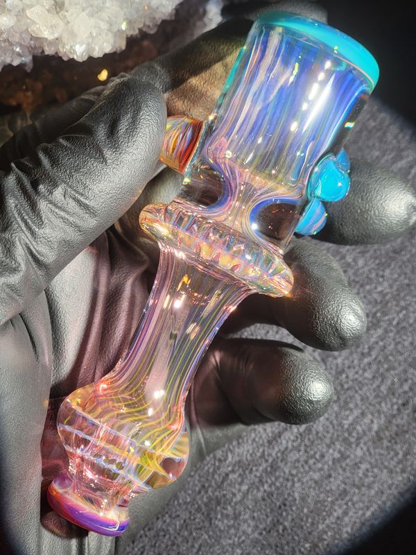 Heady Chillum 4.52" Handmade  Collectible Glass Art Tobacco Pipe