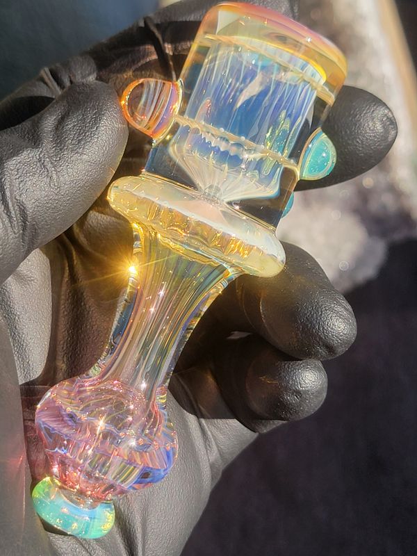 Heady Chillum 3.96" Handmade  Collectible Glass Art Tobacco Pipe