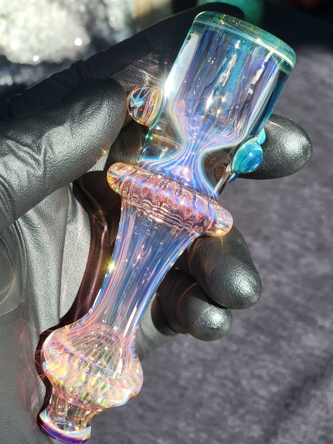 Heady Chillum 4.93" Handmade  Collectible Glass Art Tobacco Pipe