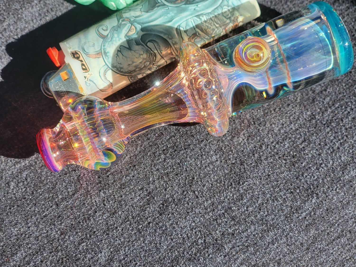 Heady Chillum 4.26" Handmade  Collectible Glass Art Tobacco Pipe