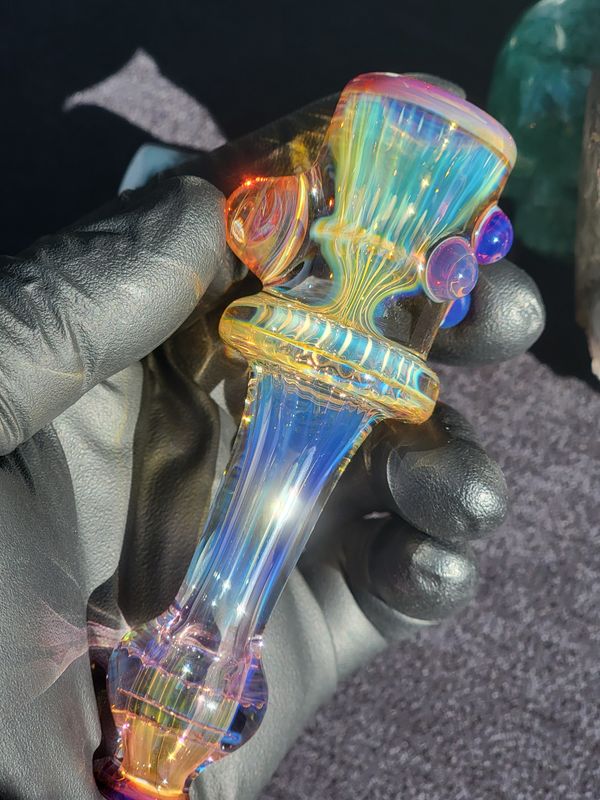 Heady Chillum 4.48" Handmade  Collectible Glass Art Tobacco Pipe