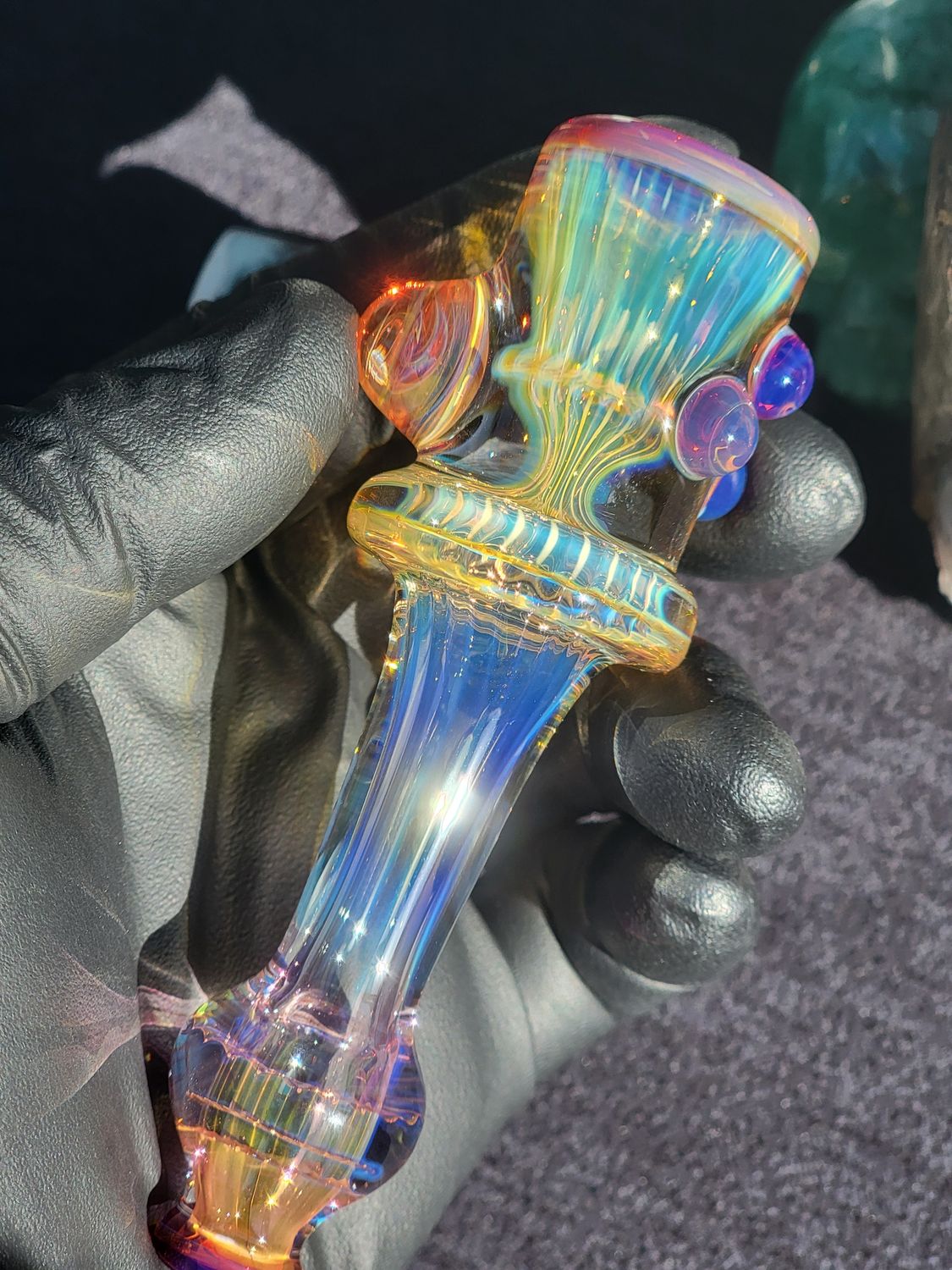 Heady Chillum 4.48" Handmade  Collectible Glass Art Tobacco Pipe