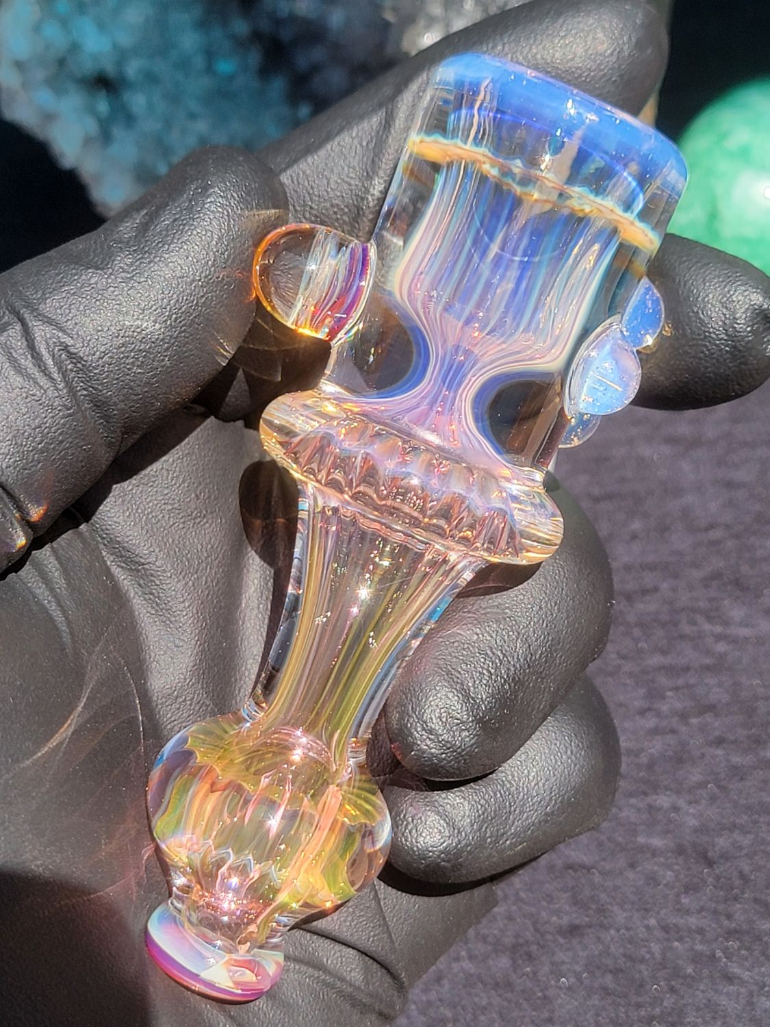 Heady Chillum 4.06" Handmade  Collectible Glass Art Tobacco Pipe