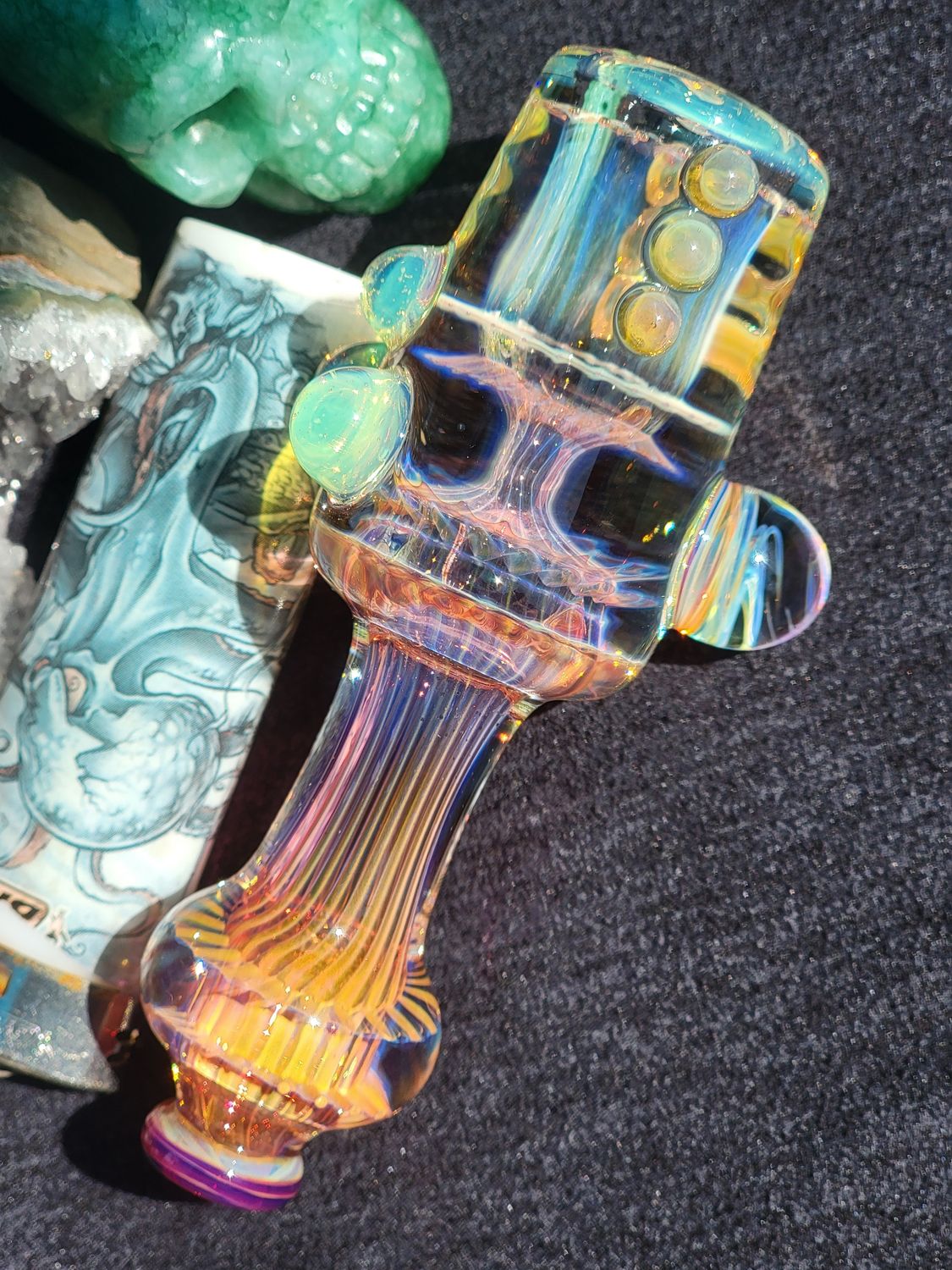 Heady Chillum 4.09" Handmade  Collectible Glass Art Tobacco Pipe