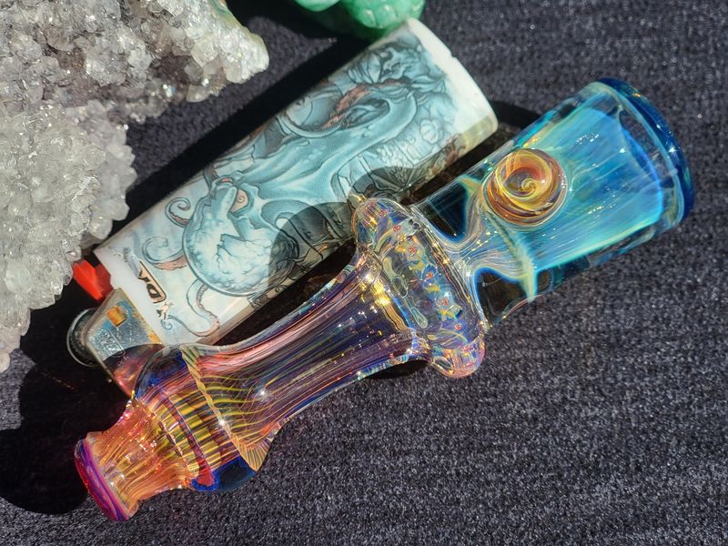 Heady Chillum 4.24" Handmade  Collectible Glass Art Tobacco Pipe
