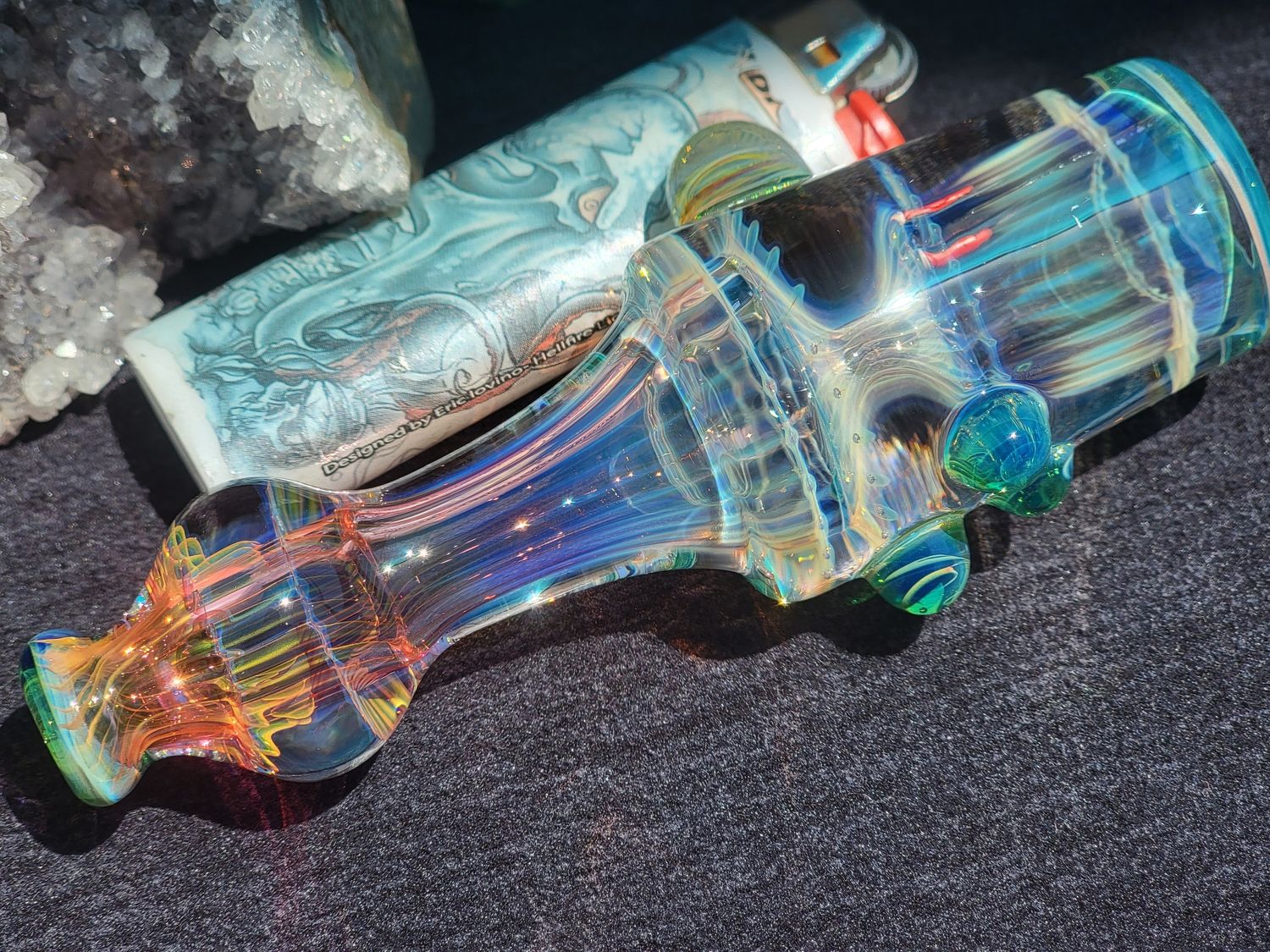 Heady Chillum 4.47" Handmade  Collectible Glass Art Tobacco Pipe