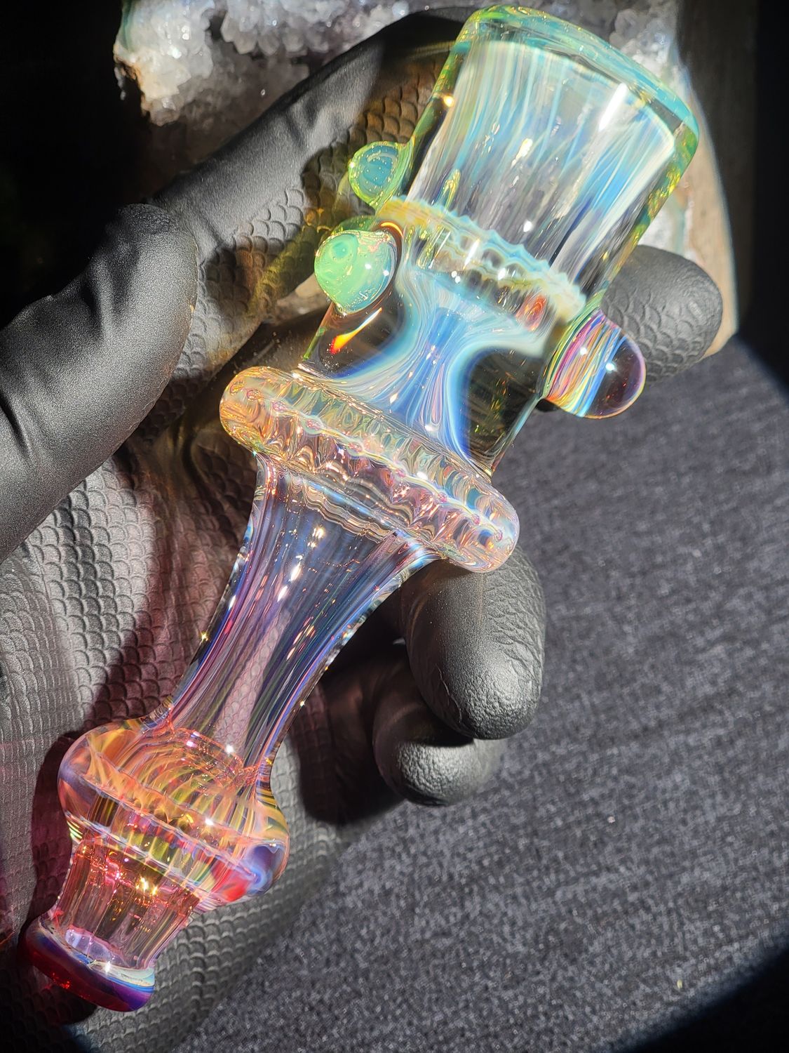 Heady Chillum 5.22" Handmade  Collectible Glass Art Tobacco Pipe