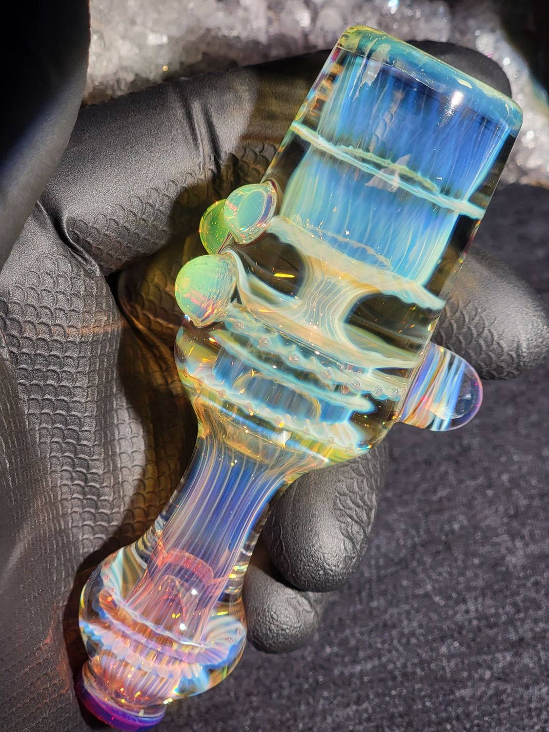 Heady Chillum 4.24" Handmade  Collectible Glass Art Tobacco Pipe