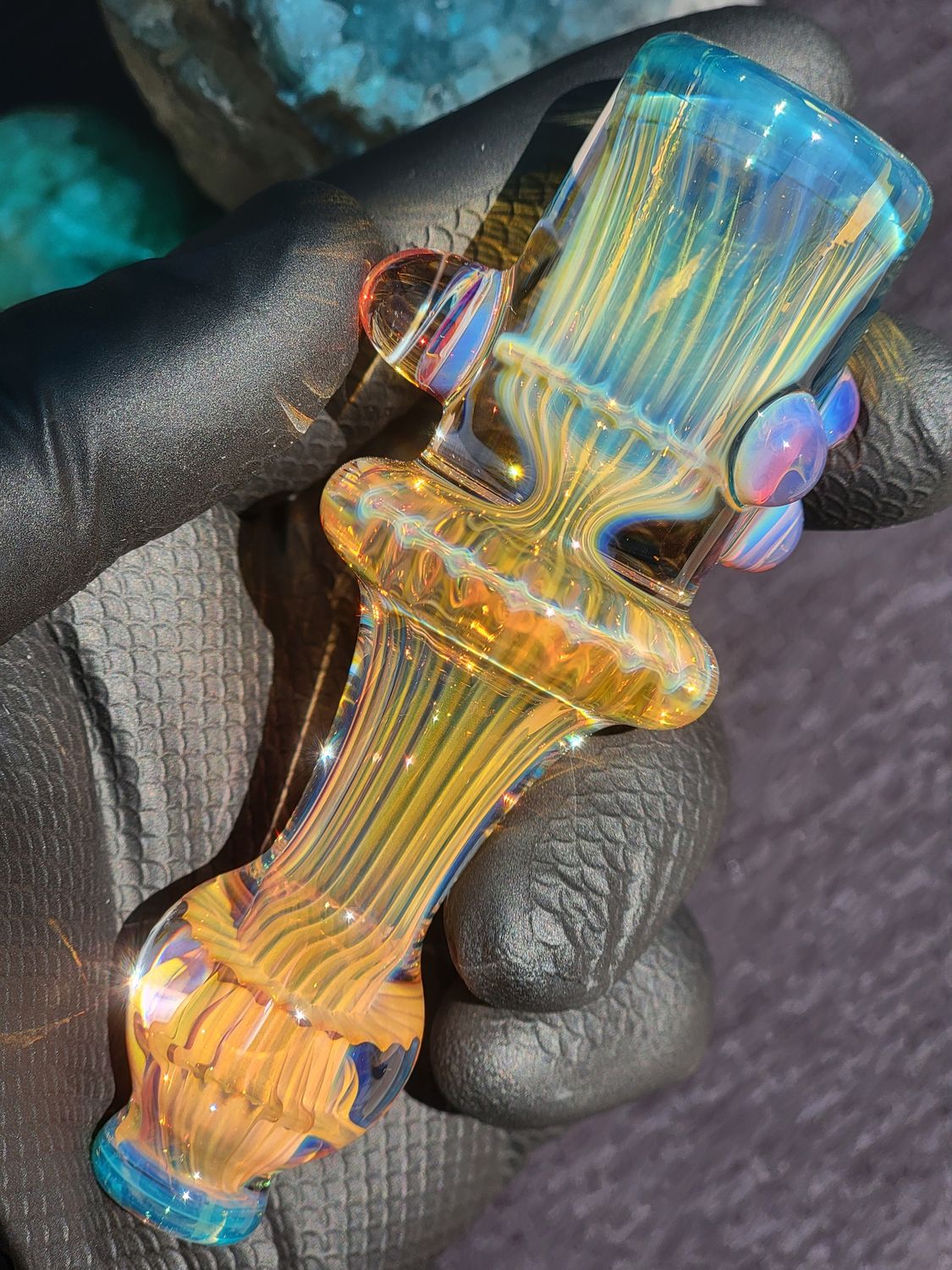 Heady Chillum 4.14" Handmade  Collectible Glass Art Tobacco Pipe