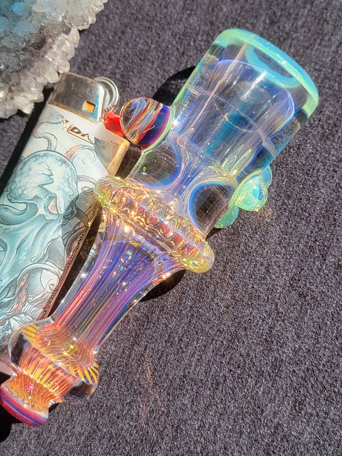 Heady Chillum 4.33" Handmade  Collectible Glass Art Tobacco Pipe