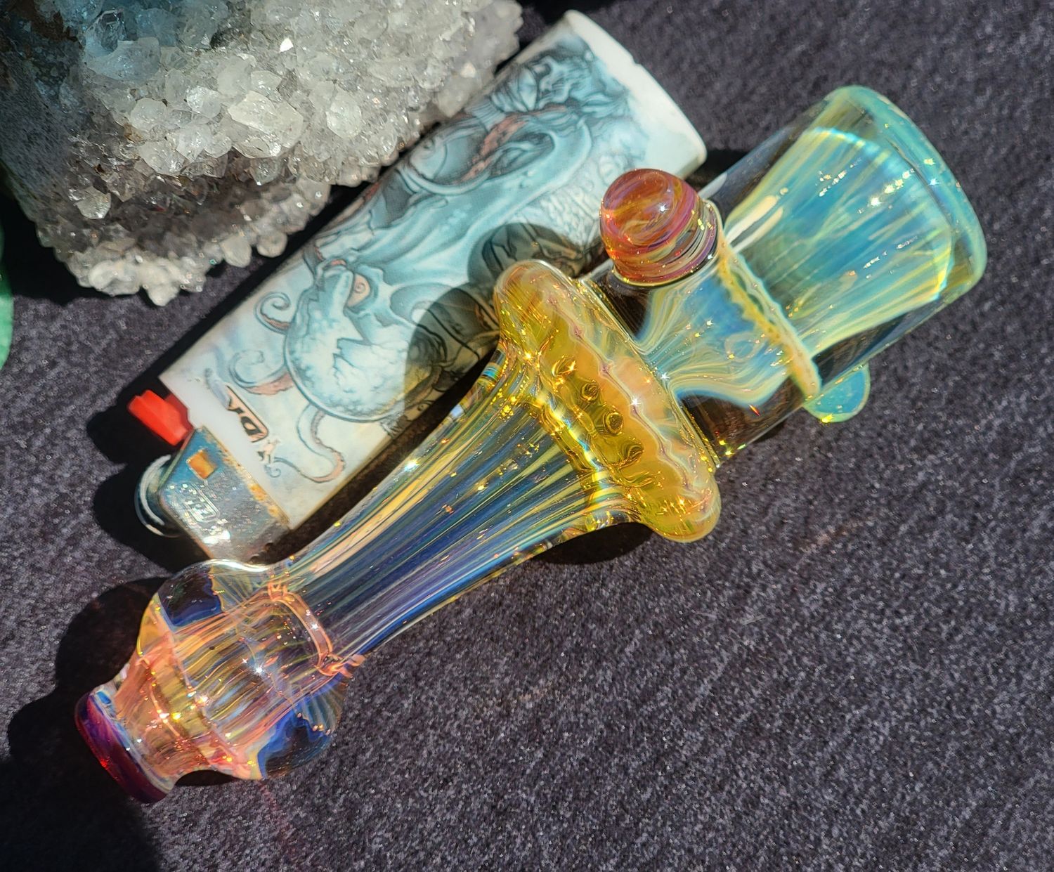 Heady Chillum 4.63" Handmade  Collectible Glass Art Tobacco Pipe
