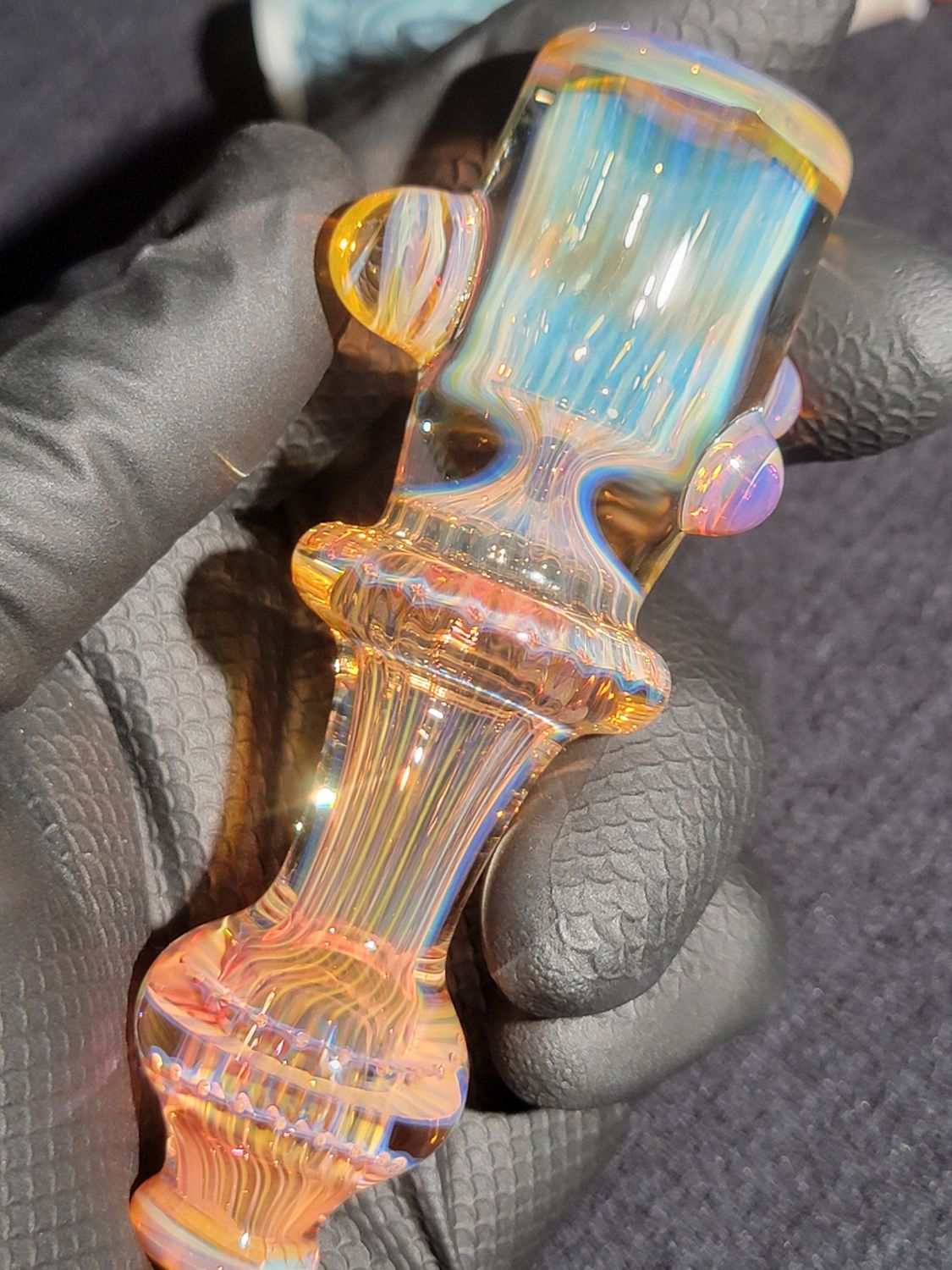 Heady Chillum 3.93" Handmade  Collectible Glass Art Tobacco Pipe