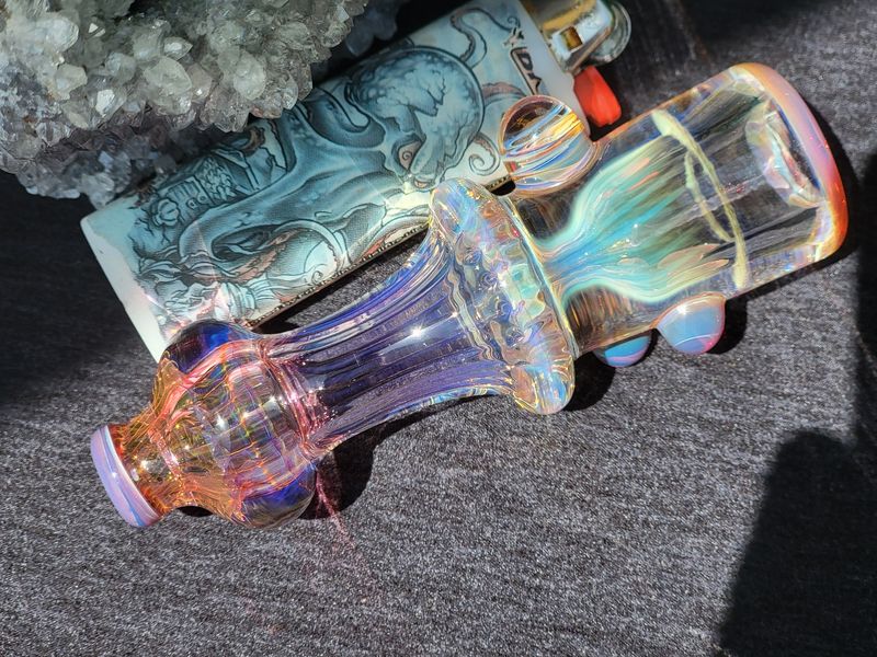Heady Chillum 4.08" Handmade  Collectible Glass Art Tobacco Pipe