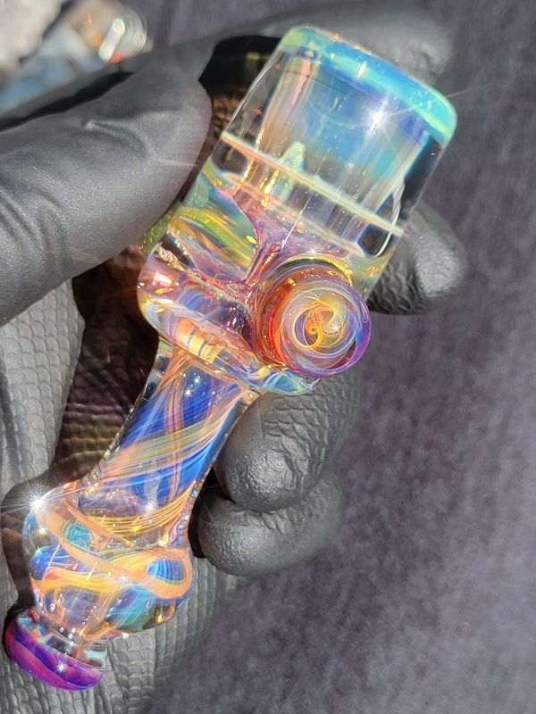 Heady Chillum 3.89" Handmade  Collectible Glass Art Tobacco Pipe