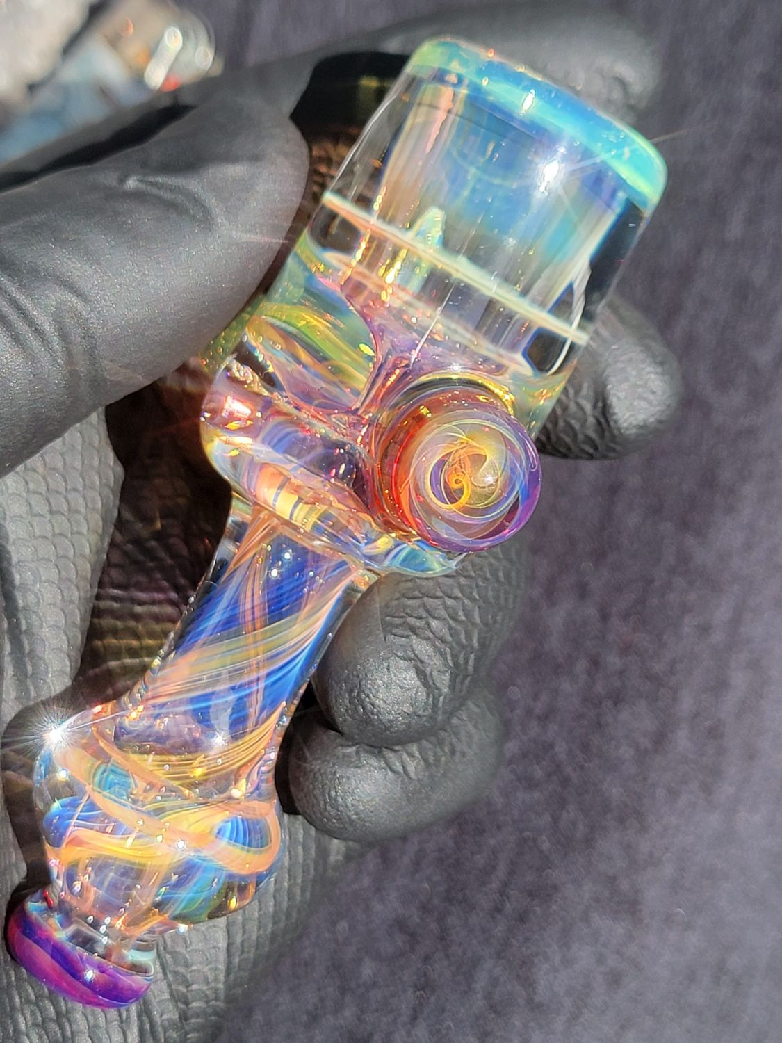 Heady Chillum 3.89" Handmade  Collectible Glass Art Tobacco Pipe