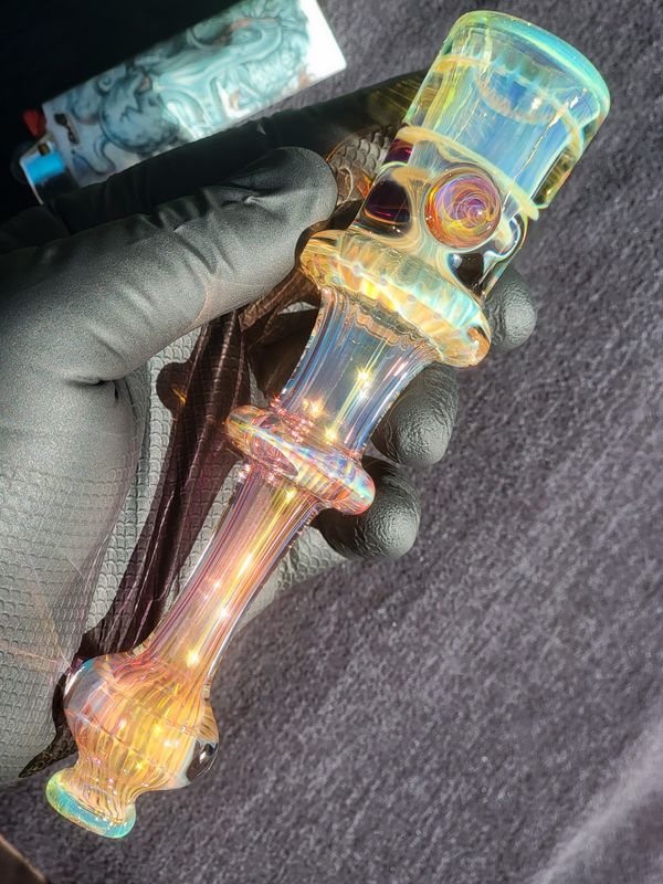 Heady Chillum 6.31" Handmade  Collectible Glass Art Tobacco Pipe