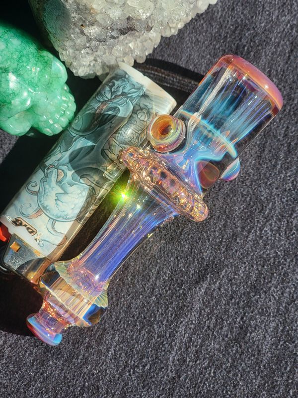 Heady Chillum 4.34" Handmade  Collectible Glass Art Tobacco Pipe
