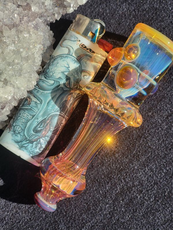 Heady Chillum 4.01" Handmade  Collectible Glass Art Tobacco Pipe