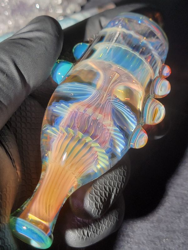 Heady Chillum 3.96" Handmade  Collectible Glass Art Tobacco Pipe