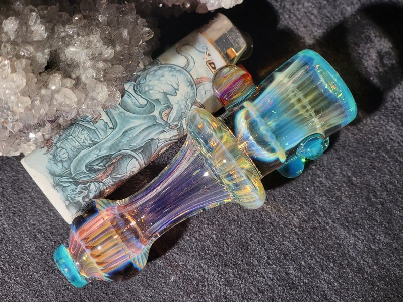 Heady Chillum 3.95" Handmade  Collectible Glass Art Tobacco Pipe
