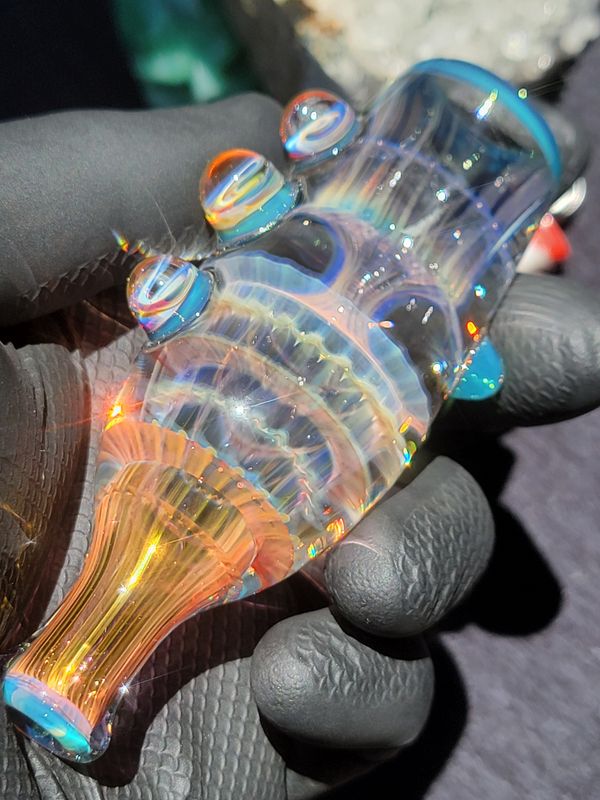 Heady Chillum 4.09" Handmade  Collectible Glass Art Tobacco Pipe