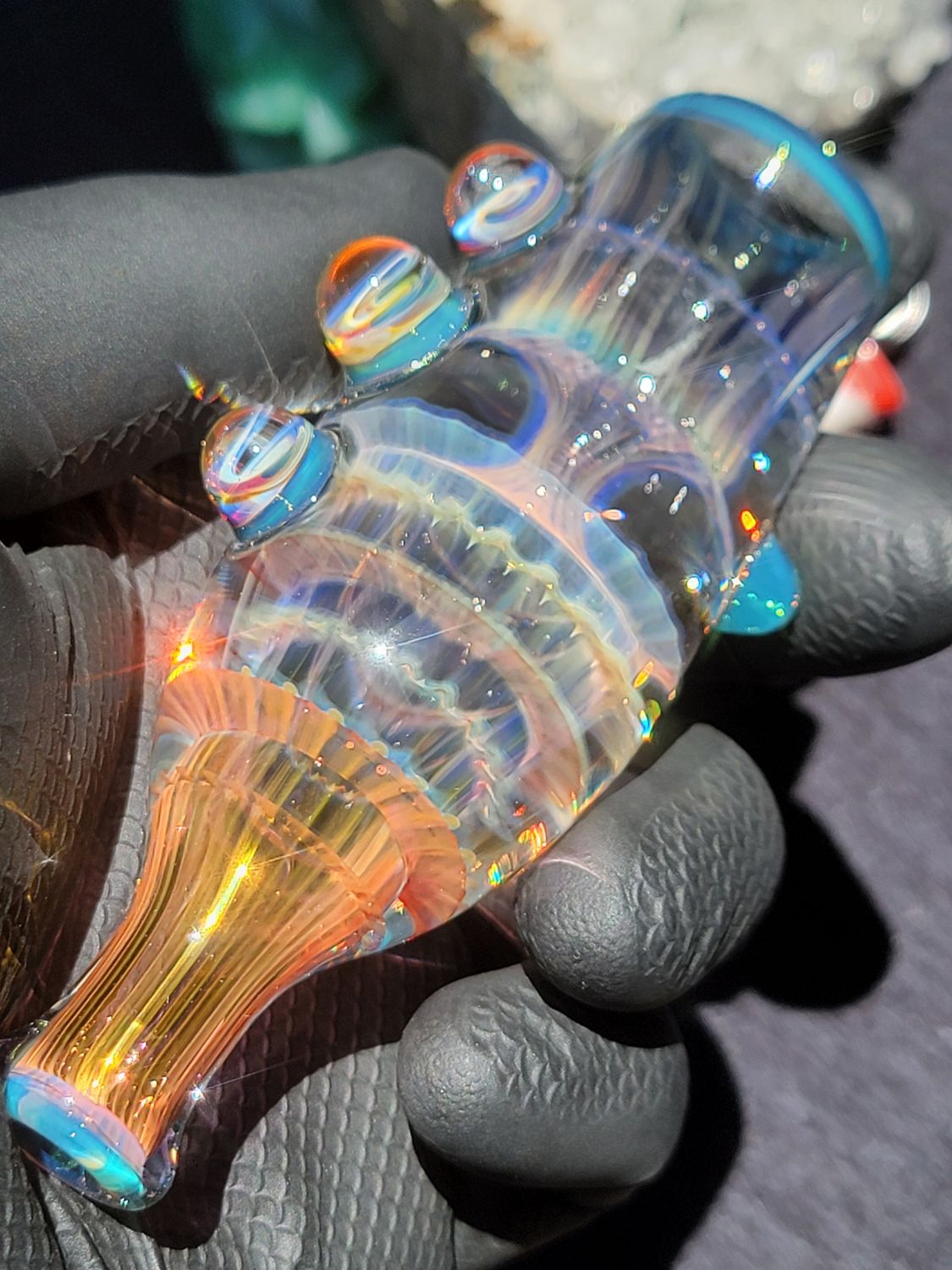 Heady Chillum 4.09" Handmade  Collectible Glass Art Tobacco Pipe