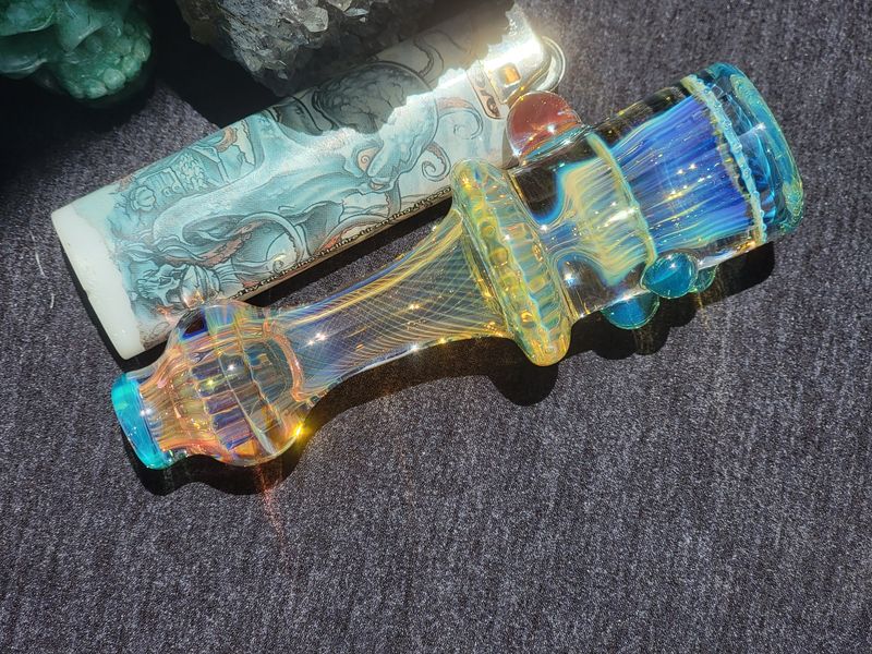 Heady Chillum 4.10" Handmade  Collectible Glass Art Tobacco Pipe