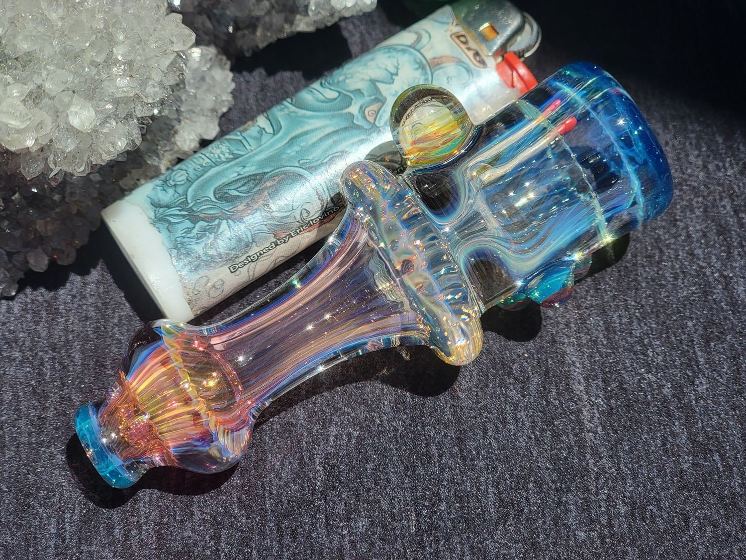 Heady Chillum 3.91" Handmade  Collectible Glass Art Tobacco Pipe