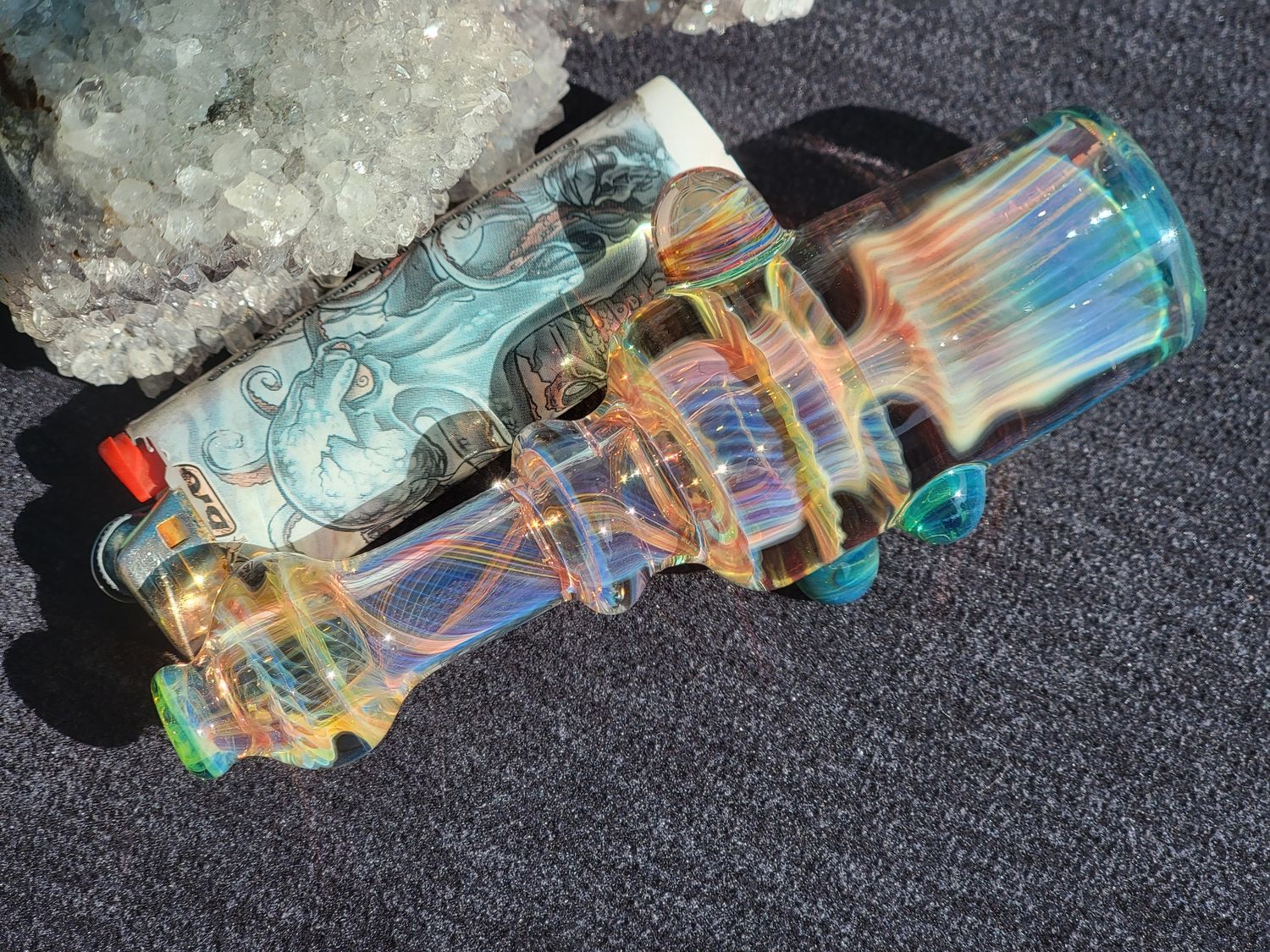 Heady Chillum 4.56" Handmade  Collectible Glass Art Tobacco Pipe