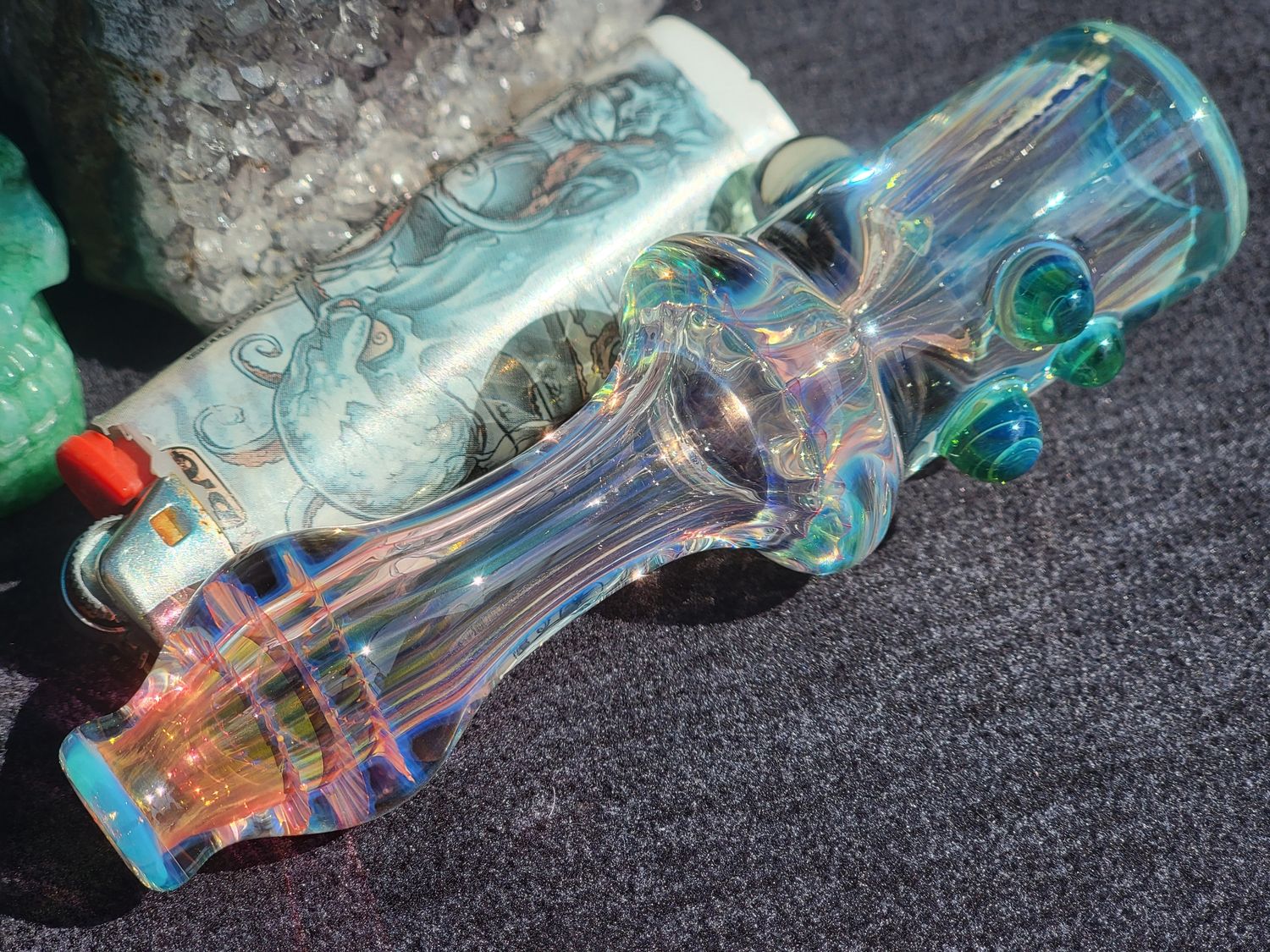 Heady Chillum 4.38" Handmade  Collectible Glass Art Tobacco Pipe
