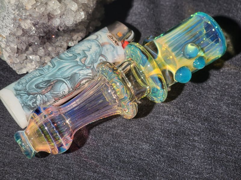 Heady Chillum 4.42" Handmade  Collectible Glass Art Tobacco Pipe