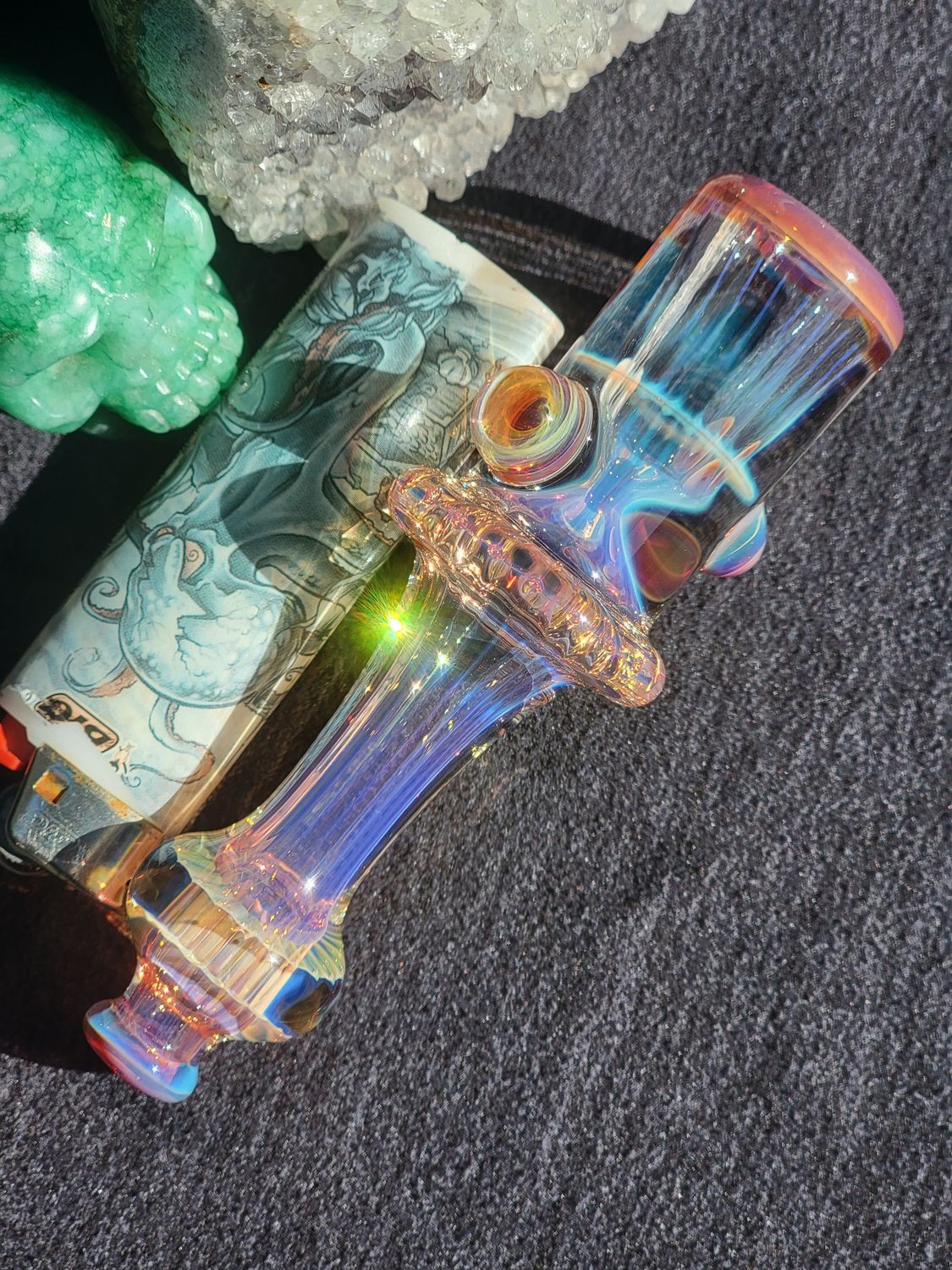 Heady Chillum 4.34" Handmade  Collectible Glass Art Tobacco Pipe