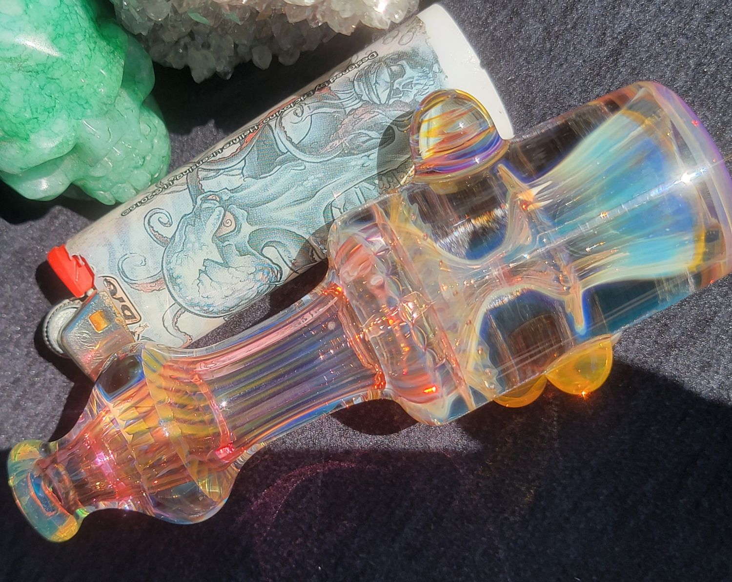 Heady Chillum 4.45" Handmade  Collectible Glass Art Tobacco Pipe