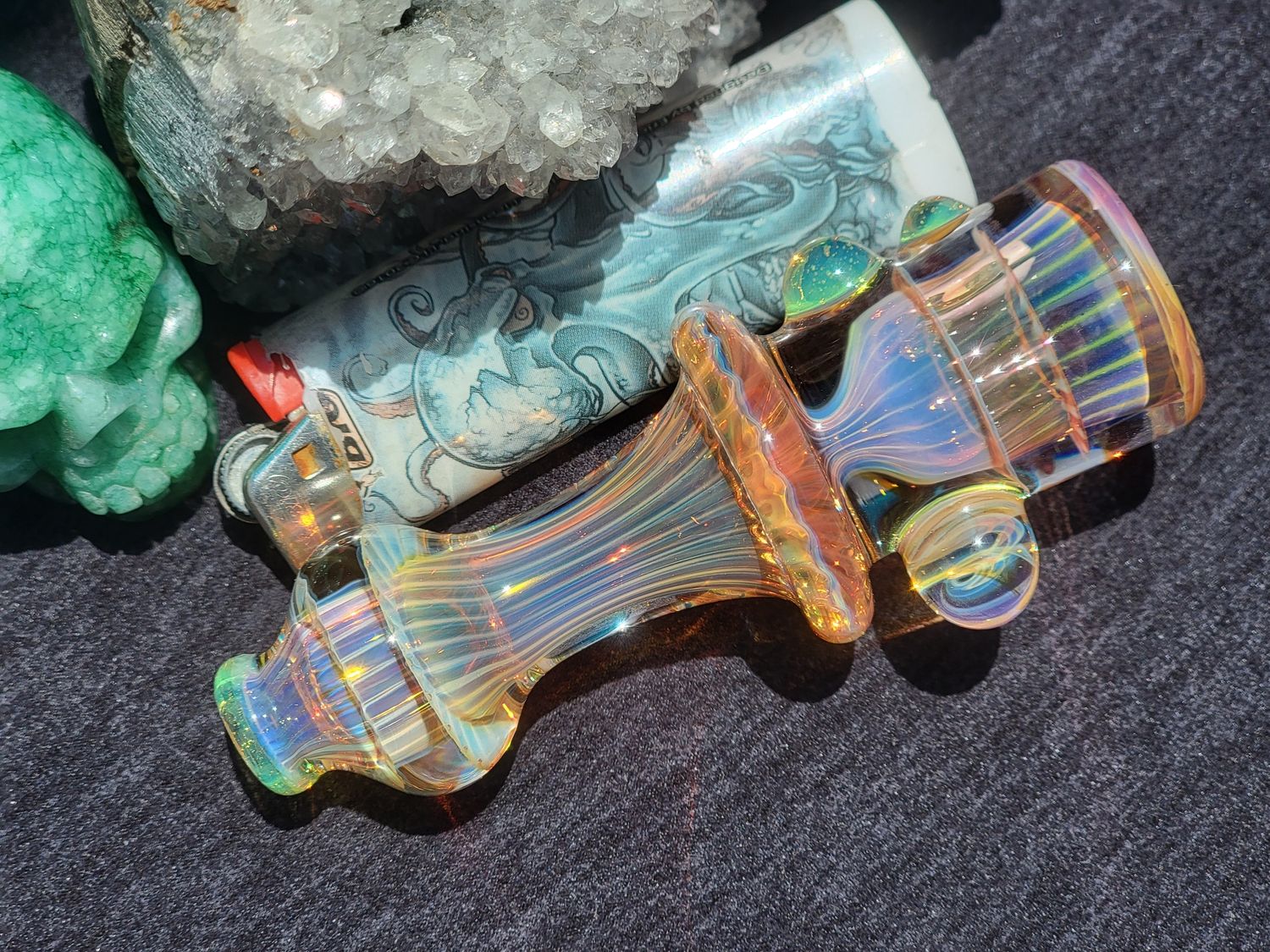 Heady Chillum 3.84" Handmade  Collectible Glass Art Tobacco Pipe