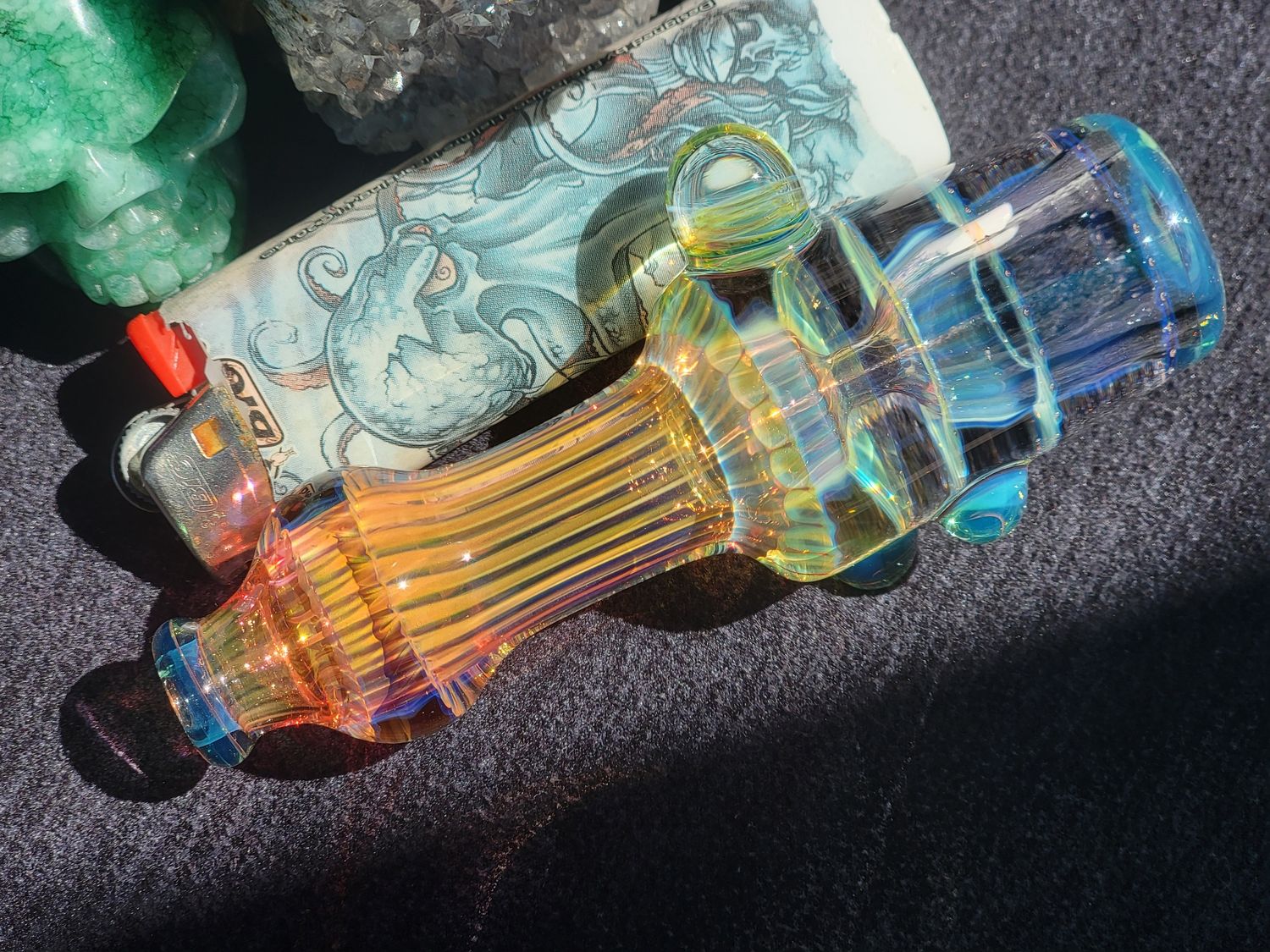 Heady Chillum 3.85" Handmade  Collectible Glass Art Tobacco Pipe