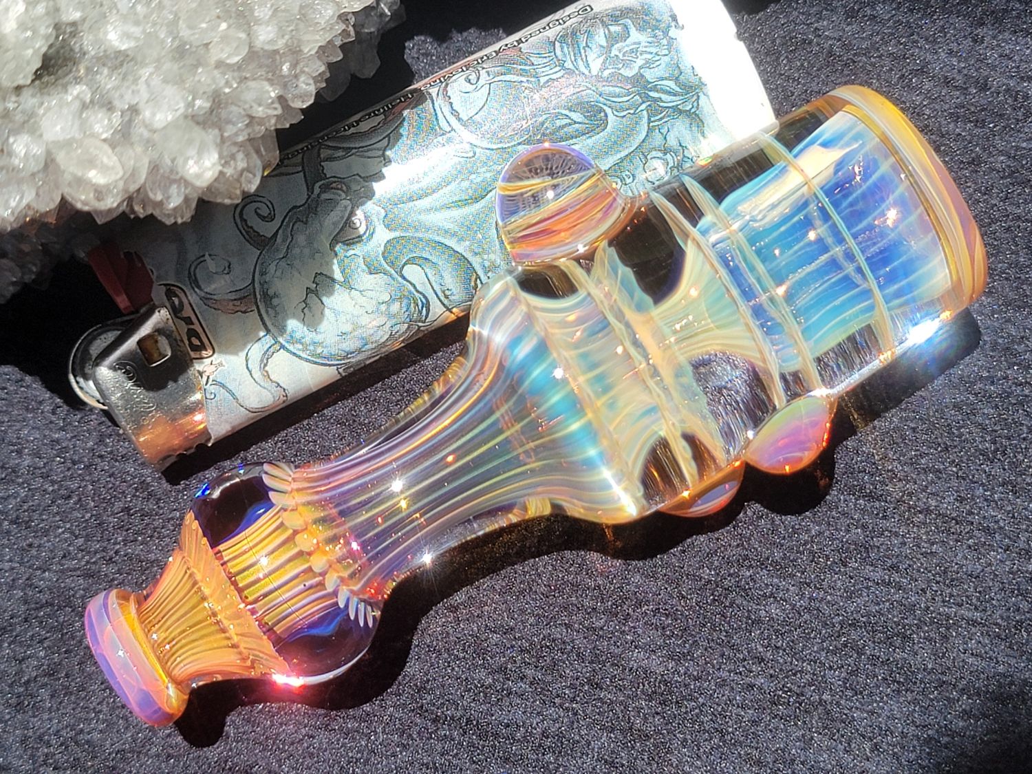 Heady Chillum 3.93" Handmade  Collectible Glass Art Tobacco Pipe