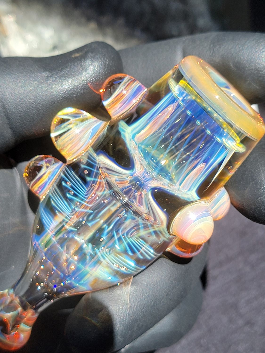 Heady Chillum 3.59" Handmade  Collectible Glass Art Tobacco Pipe